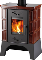 piec kominkowy Haas Sohn kaflowy Eboli  ( 8 wersji ) - Haas Sohn Eboli kafle brązowe, podstawa czarna